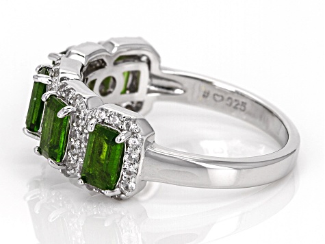 Green Chrome Diopside Rhodium Over Sterling Silver Ring 2.05ctw 