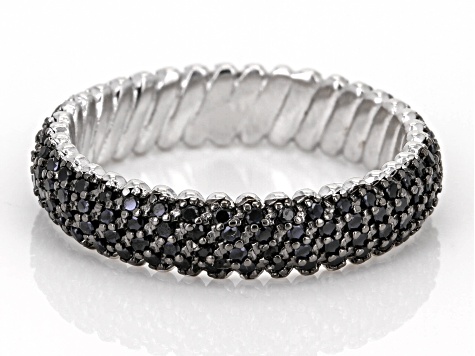 Black Spinel Rhodium Over Sterling Silver Ring 0.94ctw