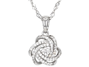 White Zircon Rhodium Over Sterling Silver Pendant with Chain 0.60ctw