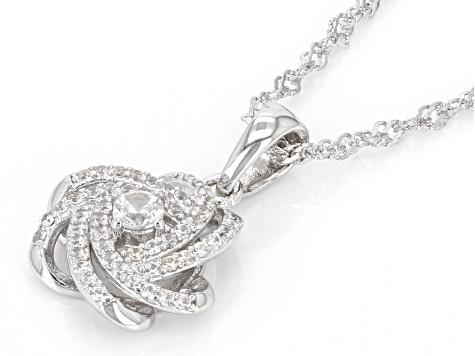 White Zircon Rhodium Over Sterling Silver Pendant with Chain 0.60ctw