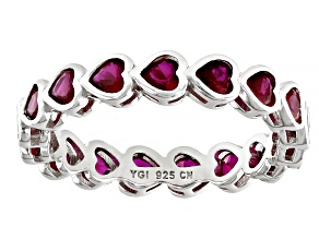 Red Lab Created Ruby Rhodium Over Sterling Silver Ring 3.09ctw