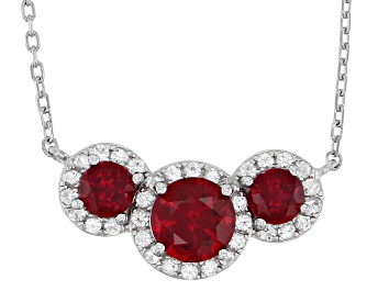 Picture of Red Lab Created Ruby Rhodium Over Sterling Silver Necklace 1.92ctw