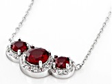 Red Lab Created Ruby Rhodium Over Sterling Silver Necklace 1.92ctw