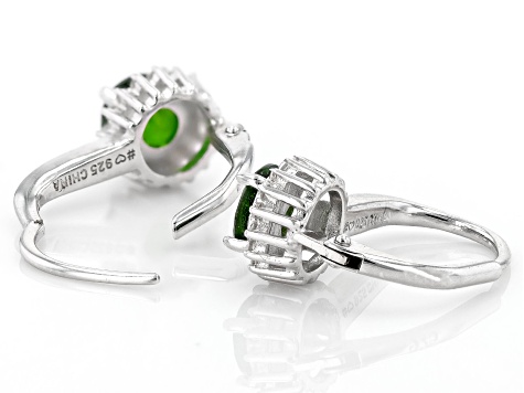 Green Chrome Diopside Rhodium Over Sterling Silver Earrings 1.82ctw