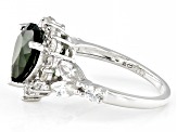 Green Chrome Diopside Rhodium Over Sterling Silver Heart Ring 4.10ctw