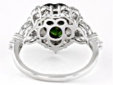 Green Chrome Diopside Rhodium Over Sterling Silver Heart Ring 4.10ctw