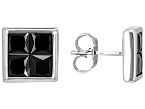 Black Spinel Rhodium Over Sterling Silver Earrings 3.50ctw