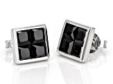 Black Spinel Rhodium Over Sterling Silver Earrings 3.50ctw