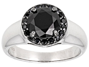 Black Spinel Rhodium Over Sterling Silver Ring 2.50ctw