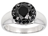 Black Spinel Rhodium Over Sterling Silver Ring 2.50ctw