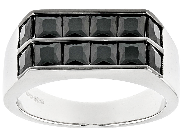 Black Spinel Rhodium Over Sterling Silver Band Ring 1.40ctw