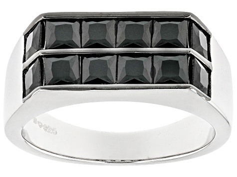Black Spinel Rhodium Over Sterling Silver Band Ring 1.40ctw