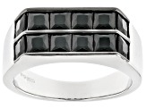 Black Spinel Rhodium Over Sterling Silver Band Ring 1.40ctw