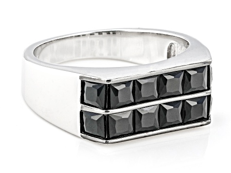 Black Spinel Rhodium Over Sterling Silver Band Ring 1.40ctw