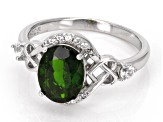 Green Chrome Diopside Rhodium Over Sterling Silver Ring 2.10ctw