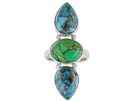 Multi-Color Composite Turquoise Sterling Silver Ring