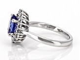 Blue Tanzanite with White Diamond Rhodium Over 10K White Gold Ring 2.02ctw