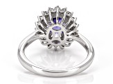 Blue Tanzanite with White Diamond Rhodium Over 10K White Gold Ring 2.02ctw