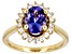 Blue Tanzanite with White Diamond 10K Yellow Gold Ring 2.02ctw