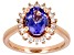 Blue Tanzanite with White Diamond 10K Rose Gold Ring 2.02ctw