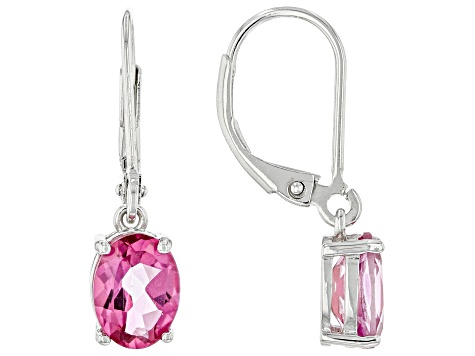 Pink Topaz Rhodium Over Sterling Silver Earrings 2.30ctw