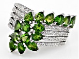 Green Chrome Diopside Rhodium Over Sterling Silver Ring 3.15ctw
