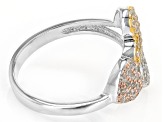 White Zircon Rhodium Over Sterling Silver Heart Ring 0.90ctw