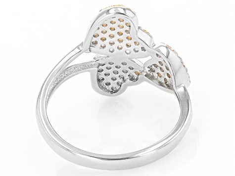 White Zircon Rhodium Over Sterling Silver Heart Ring 0.90ctw