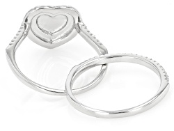 White Zircon Rhodium Over Sterling Silver Set of Two Rings 0.80ctw