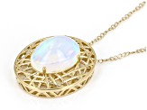 White Ethiopian Opal 18k Yellow Gold Over Sterling Silver Pendant with Chain
