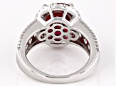 Red Lab Created Ruby Rhodium Over Sterling Silver Ring 7.454ctw