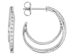 White Zircon Platinum Over Sterling Silver Hoop Earrings 0.67ctw