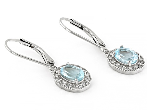 Sky Blue Topaz Platinum Over Sterling Silver Earrings 2.05ctw