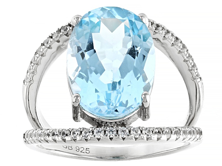 Sky Blue Topaz Platinum Over Sterling Silver Ring 9.00ctw