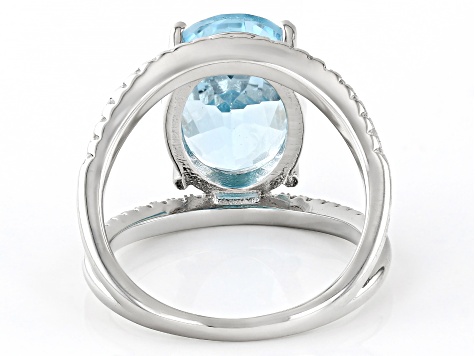 Sky Blue Topaz Platinum Over Sterling Silver Ring 9.00ctw