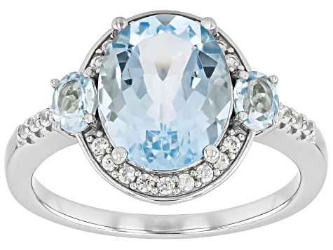 Sky Blue Topaz Platinum Over Sterling Silver Ring 3.93ctw