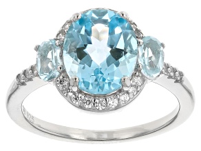 Sky Blue Topaz Platinum Over Sterling Silver Ring 3.93ctw
