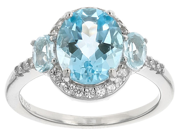 JEWEL Blue Paraiba Opal Rhodium Over Sterling Silver Ring. 1.08ctw