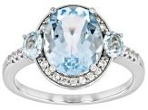 Sky Blue Topaz Platinum Over Sterling Silver Ring 3.93ctw