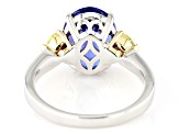 Blue Tanzanite with Yellow Diamond Rhodium Over 14K White Gold Ring 4.81ctw