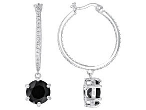 Black Spinel Platinum Over Sterling Silver Earrings 4.08ctw