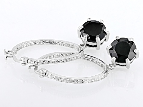 Black Spinel Platinum Over Sterling Silver Earrings 4.08ctw