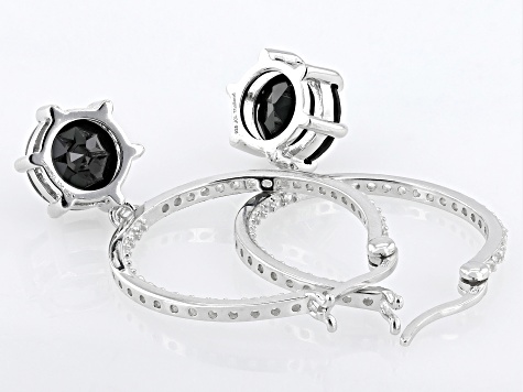 Black Spinel Platinum Over Sterling Silver Earrings 4.08ctw