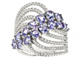 Blue Tanzanite Rhodium Over Sterling Silver Ring 2.53ctw