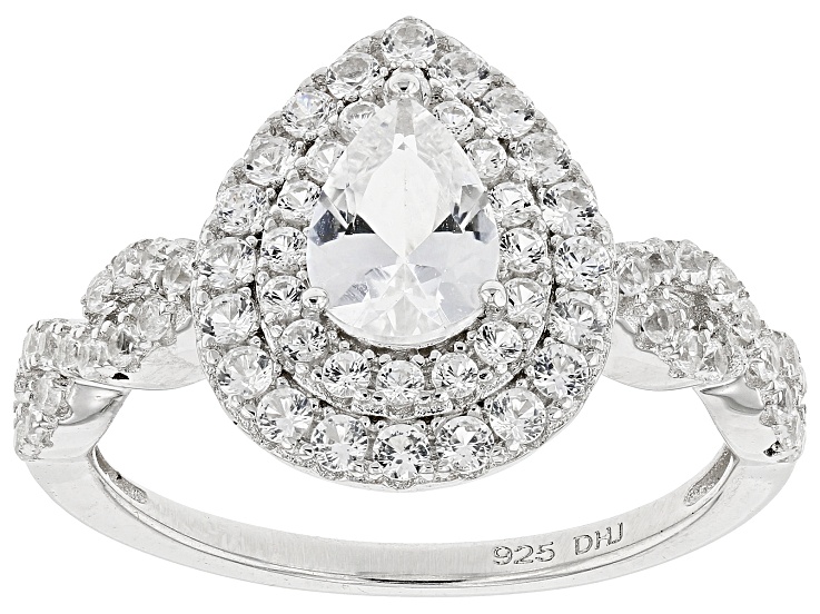 White Lab Created Sapphire Rhodium Over Sterling Silver Ring