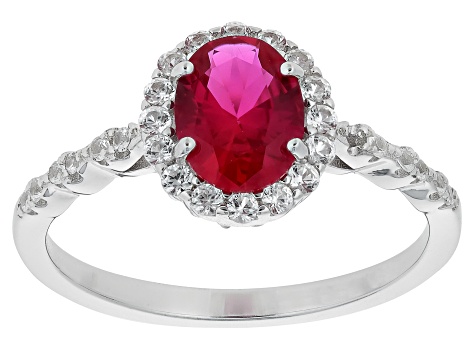 Lab Created Ruby Rhodium Over Sterling Silver Ring, Earrings, and Pendant with Chain Box Set 5.37ctw