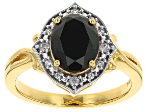 Black Spinel 18K Yellow Gold Over Sterling Silver Ring 2.14ctw