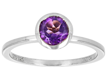 Picture of Amethyst Rhodium Over Sterling Silver Ring 0.72ct
