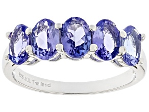 Blue Tanzanite Rhodium Over Sterling Silver Ring 2.35ctw