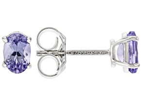 Blue Tanzanite Rhodium Over Sterling Silver Stud Earrings 0.94ctw